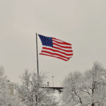 American flag in winter