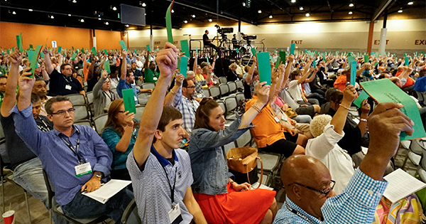 Southern Baptists overwhelmingly pass a resolution June 14 condemning the racism of the alt-right movement. (Photo by Adam Covington / Baptist Press)